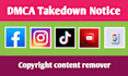 takedown harassing defaming report to tiktok,reddit,fb,yt,ig,google,x under dmca