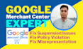 fix google merchant center suspension fix misrepresentation gmc shopping ads