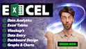 do data analytics by excel tables, dashboards, graphs