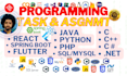 java, cpp,  c, c sharp, net, sql ,python, programming, tasks