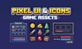 design pixel art game UI icons, hud and buttons for your game