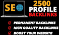 2500 unique profile backlinks