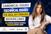 fix 404 broken links and canonical issues of your website