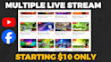 do multiple 24 7 hours live stream music on youtube facebook