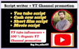 do professional script writing, youtube video script writer