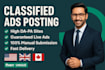 post ads on USA classified ad posting or world wide to increase business