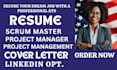 write scrum master resume, project management, scrum master and agile resume