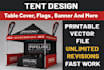 do canopy tent, back wall sides wall,table cover, flags , banner