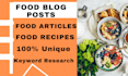 write seo food blogs, articles and recipes