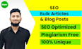 write unique SEO bulk articles and blog posts
