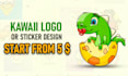 design cute kawaii logo and cartoon stickers