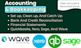 bookkeeping and accounting in quickbooks, xero, wave, and sage