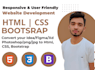 do frontend web development in HTML CSS bootstrap, figma to html, png to html