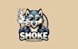 design smoking wolf mascot logo for your business