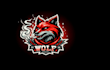design excellent wonderful red smoking  wolf mascot logo