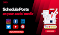 create and schedule posts via hootsuite, buffer, later, etc