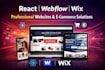 develop or design react, webflow, wix website, ecommerce store and business site