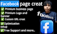 creat facebook page setup with logo and banner