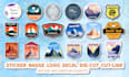 design clean badge, sticker, decal, die cut label, logo design