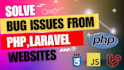 fix PHP, laravel, HTML, CSS, js issues in your website