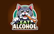 make modern cat eat alcohol mascot logo