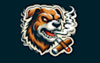 create smoking dog mascot logo