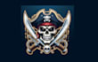 creative unique pirate skull mascot logo design