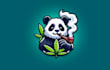 make modern smoking leaf panda mascot logo design