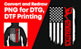 redraw images to dtg dtf printing png file