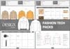 create fashion technical flat sketch and clothing tech packs