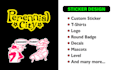 design sticker, tshirt, logo, round badge, decals, labels