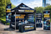 design canopy tent, feather flag, backdrop banner and roll up banner