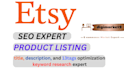 do etsy shop set up title, tags, description, seo content keyword research