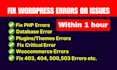 fix 403, 404, 500, 503 errors wordpress website, critical error, database error