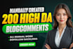 make 200 blogcomment high quality backlinks white hat seo
