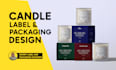 design editable candle label and candle packaging