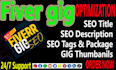 optimize gig title description and SEO for a fiverr profile