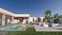 design garden landscape, backyard, patio, fireplace and 3d rendering