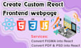 create custom react frontend webpage