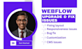 fix webflow website issues, bugs, updates, customization, responsive solutions