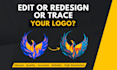 redesign, modify, refresh, edit, fix, redraw, alter, amend, update your logo