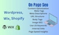 do fix onpage seo for site wordpress, wix and shopify