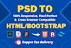 pdf to HTML, PSD to HTML with pixel perfect bootstrap or tailwind CSS