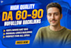 create high da 50 to 90 white hat nofollow backlinks for off page SEO