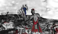 draw characters fighting in dark manga style