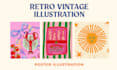 create colorful retro vintage poster illustration