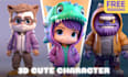 create cute chibi 3d character modeling and stylized rendering