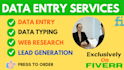 do fast data entry, web research, PDF to excel,copy paste expert