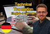 translate technical content from english to german