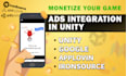 do admob ads facebook ads and unity ads integration in your game